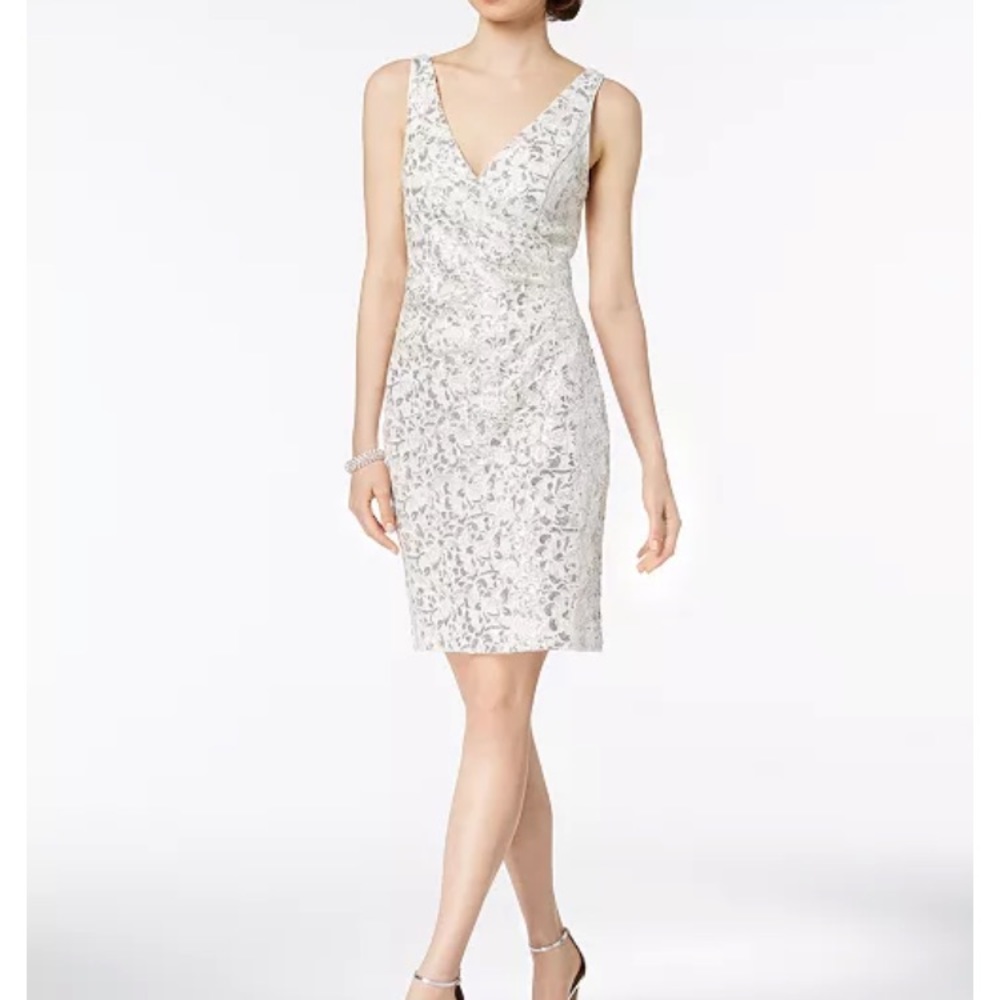 Vince camuto ivory sequined lace dress (size 2)